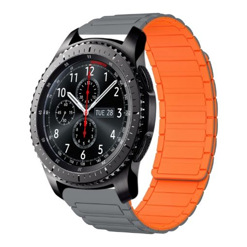 Samsung Galaxy Gear S3 Frontier 22mm Silicone Watch Band Gray+Orange - 1