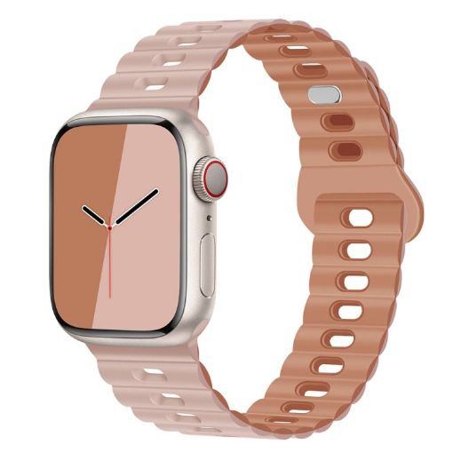 Apple Watch Series 7 41mm Silicone Watch Band - Oxford Pink Rose Gray - 1