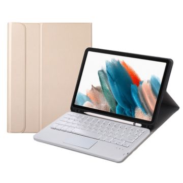 Bluetooth Keyboard Leather Case for Samsung Galaxy Tab A8 2021 (Gold) - 1