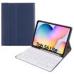 Samsung Galaxy Tab S7 Bluetooth Keyboard Leather Case - Dark Blue + White - 1