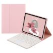 Bluetooth Keyboard Leather Case for Samsung Galaxy Tab S7 - Pink+White - 1