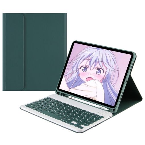 Samsung Galaxy Tab S9 FE Bluetooth Keyboard Leather Case - Dark Green - 1