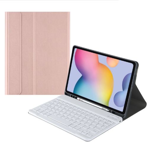 Samsung Galaxy Tab S9 FE+ Bluetooth Keyboard Leather Case - Rose Gold - 1