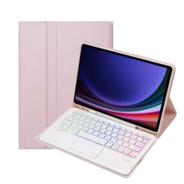 Samsung Galaxy Tab S9 Pink Bluetooth Keyboard Leather Tablet Case - 1