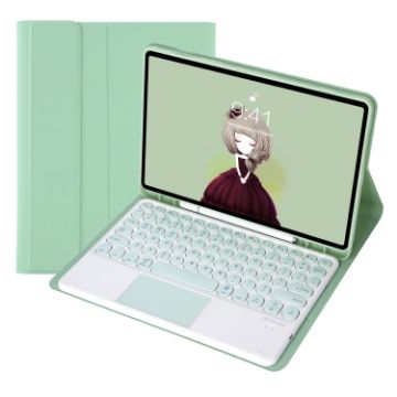 Samsung Galaxy Tab S9 FE Bluetooth Keyboard Leather Case - Light Green - 1