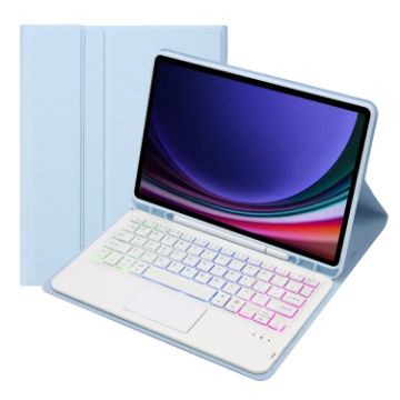 Samsung Galaxy Tab S9 FE Bluetooth Keyboard Leather Tablet Case - Ice Blue - 1