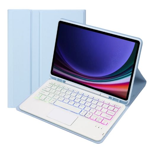 Samsung Galaxy Tab S9 FE Bluetooth Keyboard Leather Tablet Case - Ice Blue - 1
