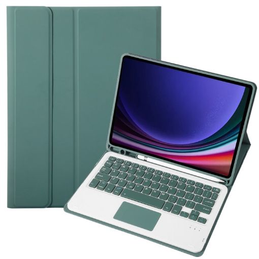 Samsung Galaxy Tab S9 FE A710B-A Dark Green TPU Bluetooth Keyboard Case - 1