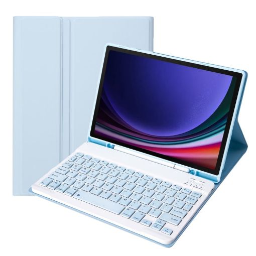 Samsung Galaxy Tab S9 FE A710B Ice Blue TPU Bluetooth Keyboard Leather Case - 1