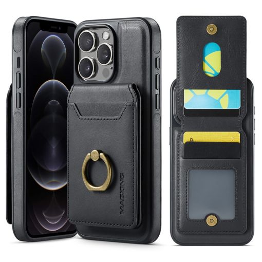 iPhone 12 Pro DG.MING K1 MagSafe Wallet Case - Black - 1