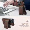 iPhone 15 Suteni H17 Cross Grain Leather MagSafe Wallet Case - Brown - 3