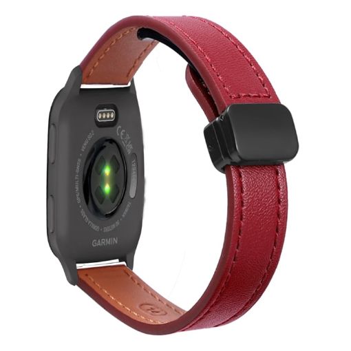 Garmin Venu SQ2 20mm Microfiber Leather Watch Band - Wine Red - 1