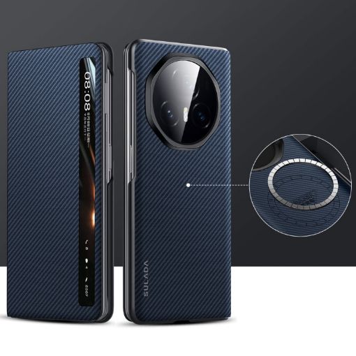 For Honor Magic V3 SULADA Kevlar 600D Texture Phone Case (Blue) - 1