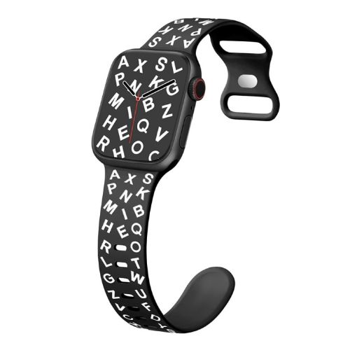 Apple Watch SE 2022 40mm Silicone Watch Band - Black White - 1