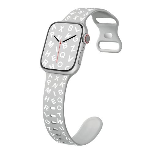 Apple Watch Series 7 41mm Butterfly Buckle Silicone Band - Grey White - 1