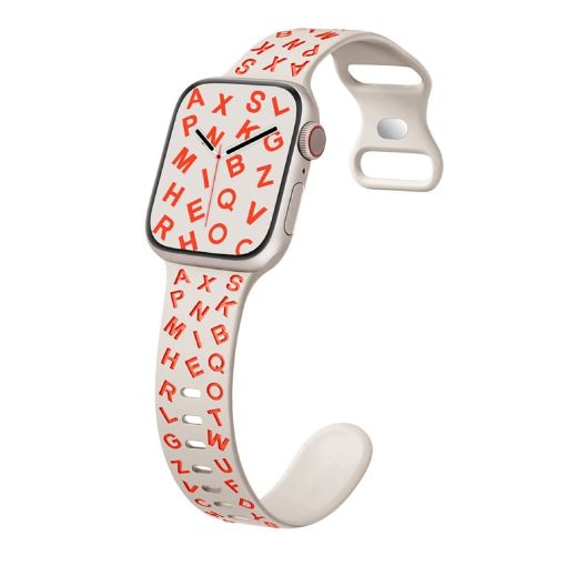 Apple Watch SE 2022 40mm Butterfly Buckle Silicone Band - Starlight Orange - 1