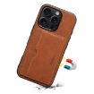iPhone 16 Pro Max Denior D08 PU Single Card Slot Holder Phone Case - Brown - 4