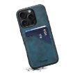 iPhone 16 Pro Denior D09 PU Dual Card Slot Back Cover Phone Case Blue - 4