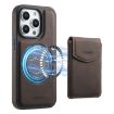 iPhone 15 Pro Denior D20 Skin Feel MagSafe Holder Detachable Card Slot Phone Case - Brown - 1
