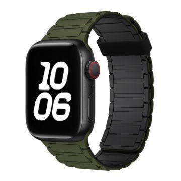 Apple Watch Series 5 40mm Silicone Watch Band Army Green Black - 1