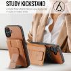 iPhone 16 Fierre Shann Oil Wax Cow Leather Card Holder Back Phone Case - Brown - 4