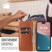 iPhone 16 Fierre Shann PU Leather Phone Case (Brown) - 5