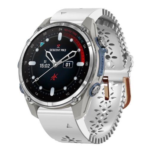 Garmin Descent Mk3 43mm White Silicone Watch Band - 1
