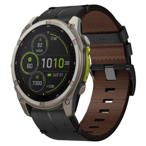 Garmin Fenix 8 MIP 47mm Leather Textured Watch Band - Black - 1