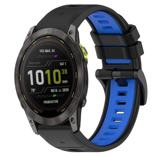 Garmin Enduro 3 Sports 26mm Silicone Watch Band Black Blue - 1