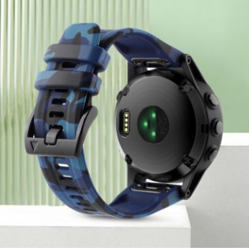 Garmin Fenix 8 MIP 51mm Camouflage 26mm Silicone Watch Band - Camouflage Blue - 1