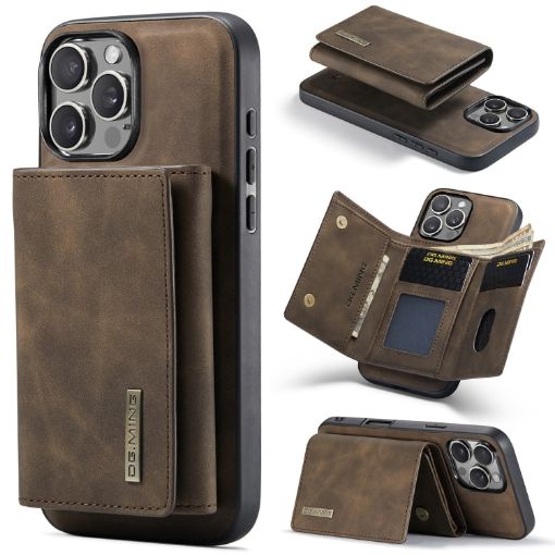 iPhone 16 Pro DG.MING M1 Series 3-Fold Multi Card Wallet Leather Phone Case - 1