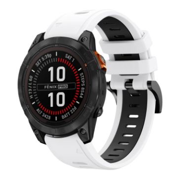 Garmin Fenix 7 Pro 47mm Sports Silicone Watch Band White+Black - 1
