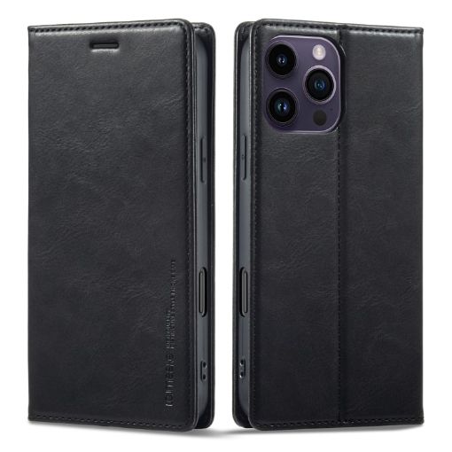 LC.IMEEKE RFID Anti-theft Leather Phone Case for iPhone 16 Pro Max (Black) - 1