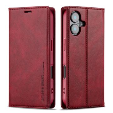 LC.IMEEKE RFID Anti-theft Leather Phone Case for iPhone 16 - Red - 1
