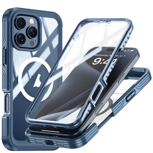 iPhone 16 Pro Max RedPepper Tempered Glass MagSafe Phone Case - Dark Blue - 1