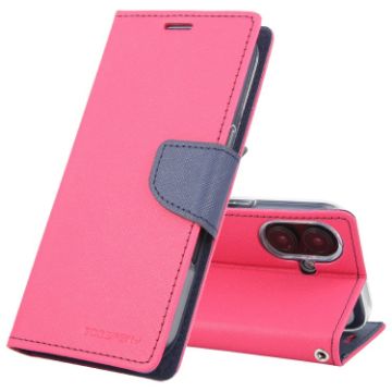 iPhone 16 GOOSPERY FANCY DIARY Cross Texture Leather Phone Case - Rose Red - 1