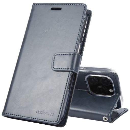 GOOSPERY BLUE MOON Crazy Horse Leather Phone Case - Dark Blue - 1