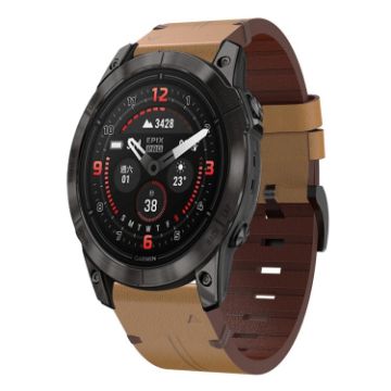 Garmin Epix Pro 47mm Leather Steel Buckle 22mm Watch Band - Light Brown - 1