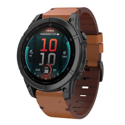 Garmin Fenix 8 Leather Watch Band - Brown - 1