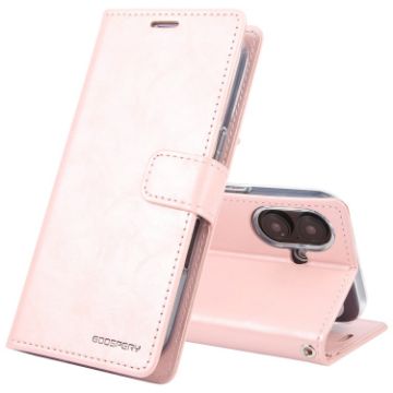 iPhone 16 GOOSPERY BLUE MOON Crazy Horse Texture Leather Phone Case - Rose Gold - 1