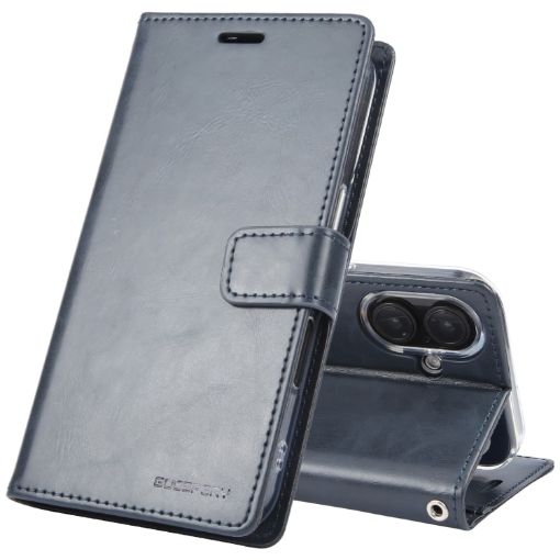 GOOSPERY BLUE MOON Crazy Horse Leather Case for iPhone 16 Plus - Dark Blue - 1