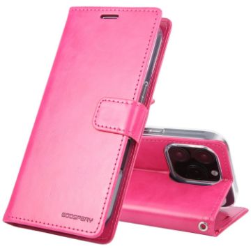 GOOSPERY BLUE MOON Crazy Horse Leather Case for iPhone 16 Pro - Rose Red - 1