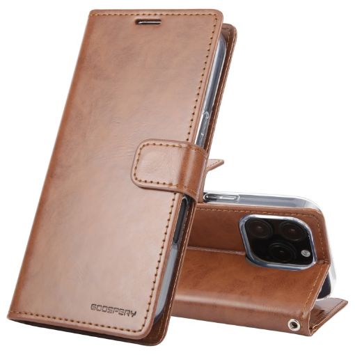GOOSPERY BLUE MOON Crazy Horse Leather Phone Case for iPhone 16 Pro Max - Brown - 1
