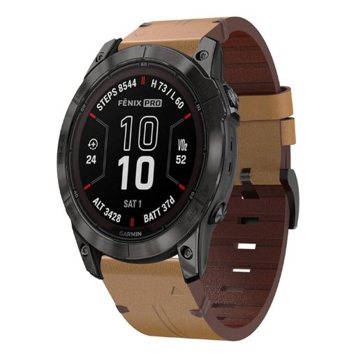 Garmin Quatix 7 Leather Steel Buckle 22mm Watch Band - Light Brown - 1