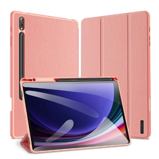Samsung Galaxy Tab S10+ DUX DUCIS Domo Series Pink Leather Tablet Case - 1
