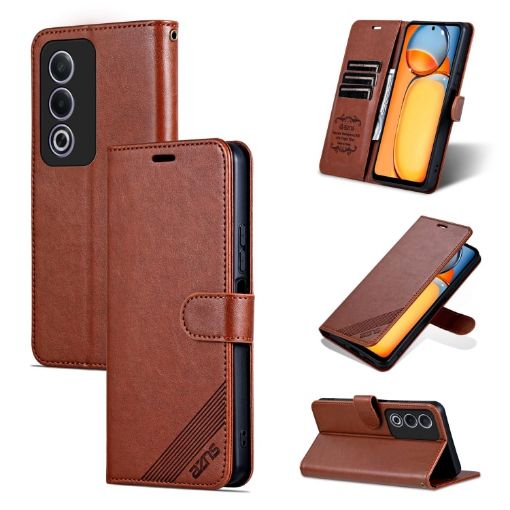 OPPO A3 Energy/A3x 5G Sheepskin Texture Flip Leather Phone Case - Brown - 1