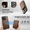 iPhone 16 Pro Max JEEHOOD J05 Business Magnetic Style RFID Leather Phone Case Brown - 3