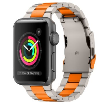 Apple Watch Series 3 42mm Titanium Alloy Metal Watch Band - Titanium Orange - 1