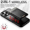 iPhone 16 Suteni TXWH18 Carbon Fiber Wallet Case (Black) - 4