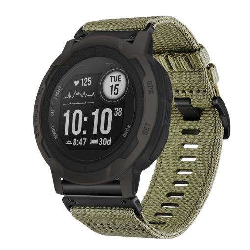 Garmin Instinct Nylon Canvas Quick Release 22mm Watch Band - Olive Green - 1